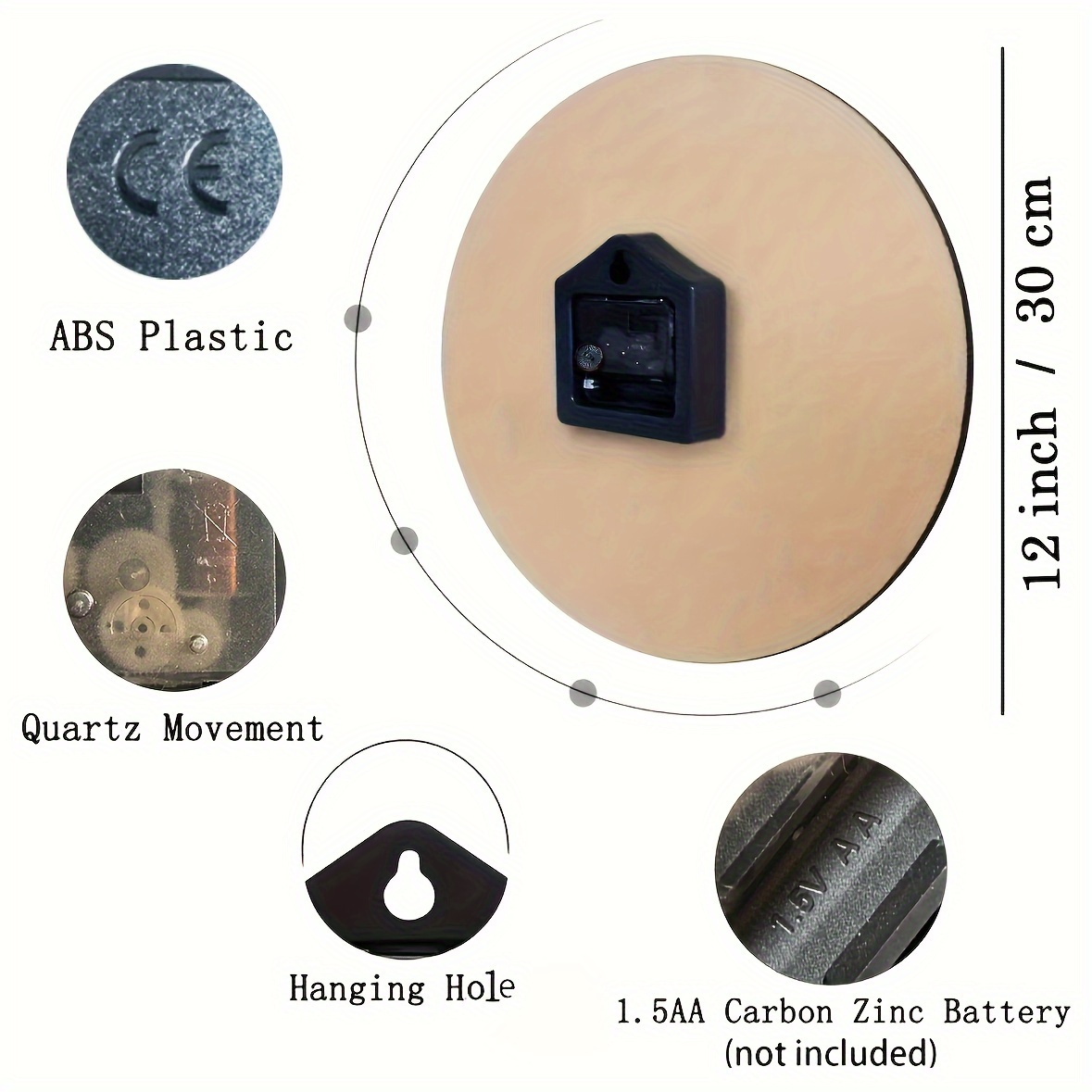 Silent Round Wall Clock  Bambo - Home Office Yoga Room のレビューと価格