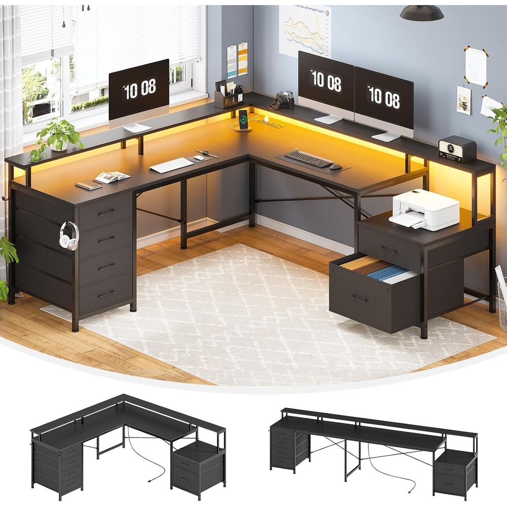 L-Shaped 108 Home Office Desk  - Home Office With Two Desks のレビューと価格
