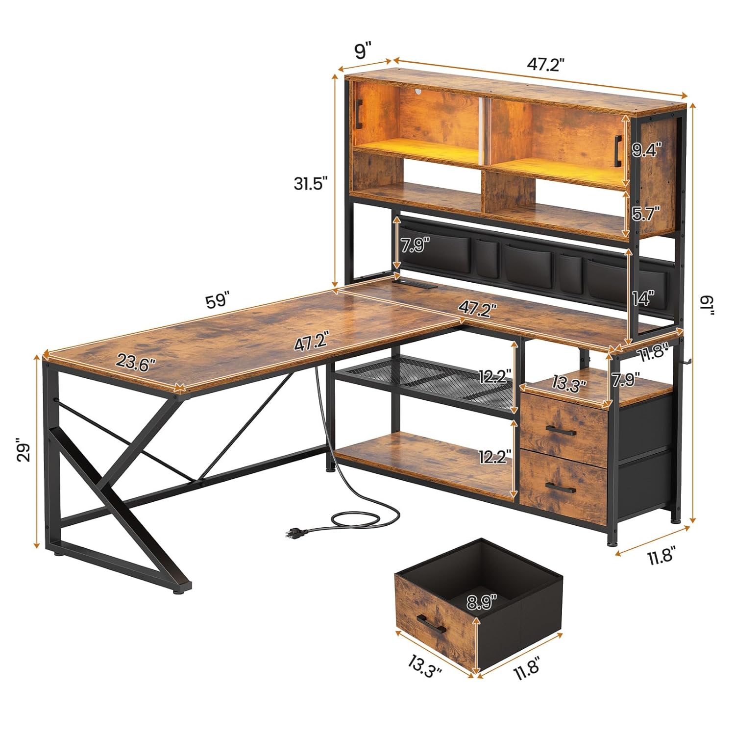 L Shaped Computer Desk with 2  - Home Office Shed のレビューと価格