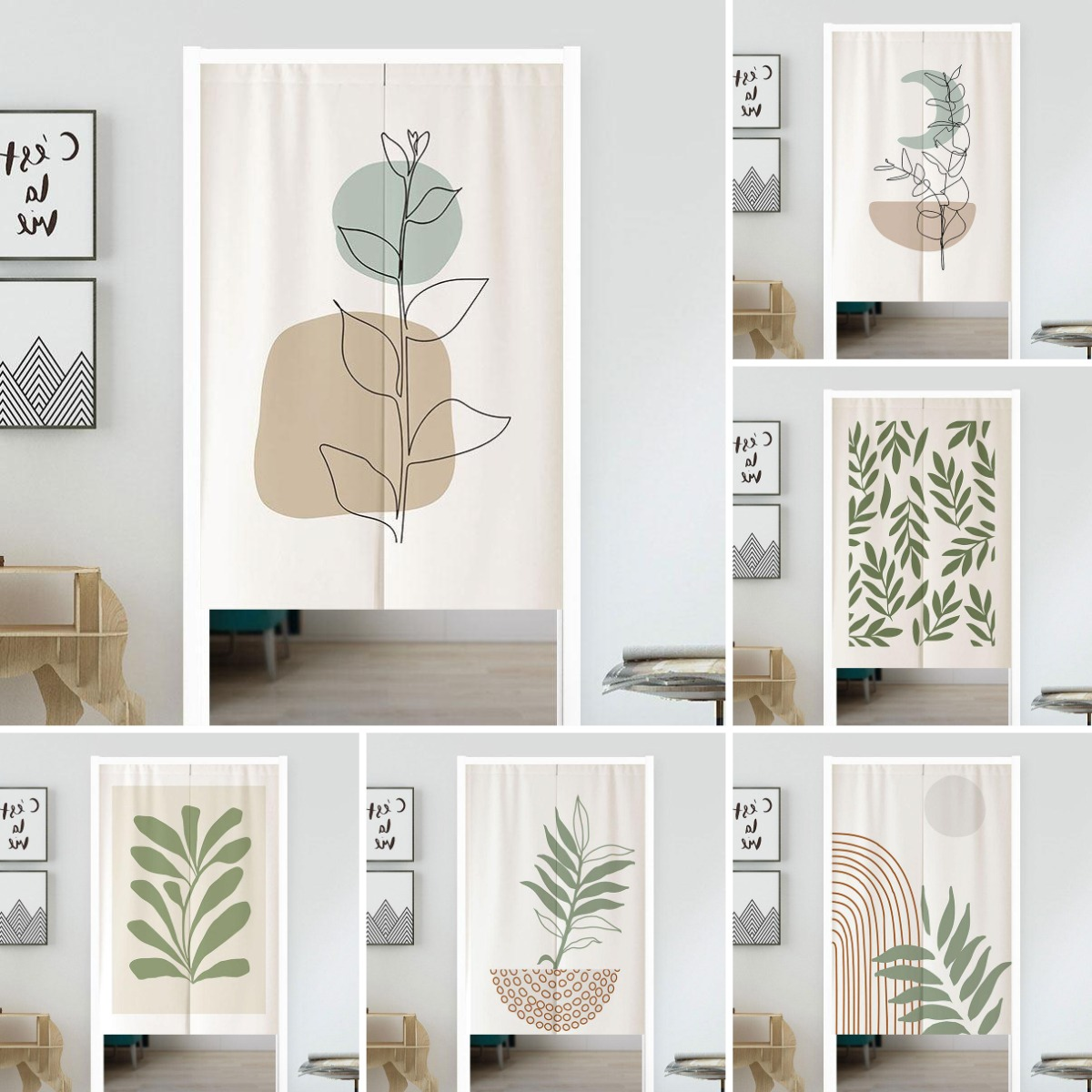 VIKAMA Boho Green Leaf Print N - Home Office Japandi のレビューと価格