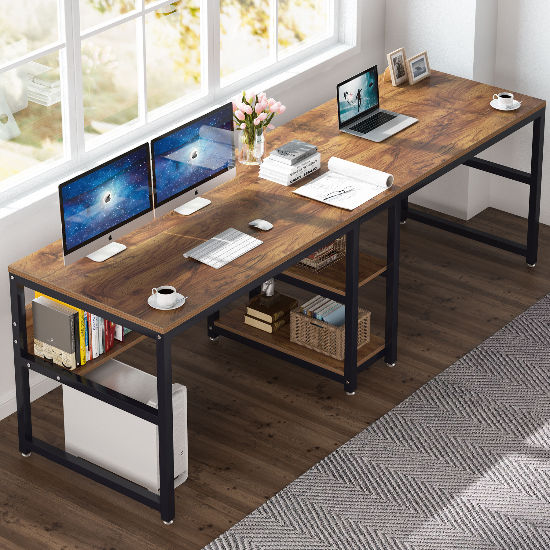 Tribesigns Two Person Desk wit - Home Office With Two Desks のレビューと価格