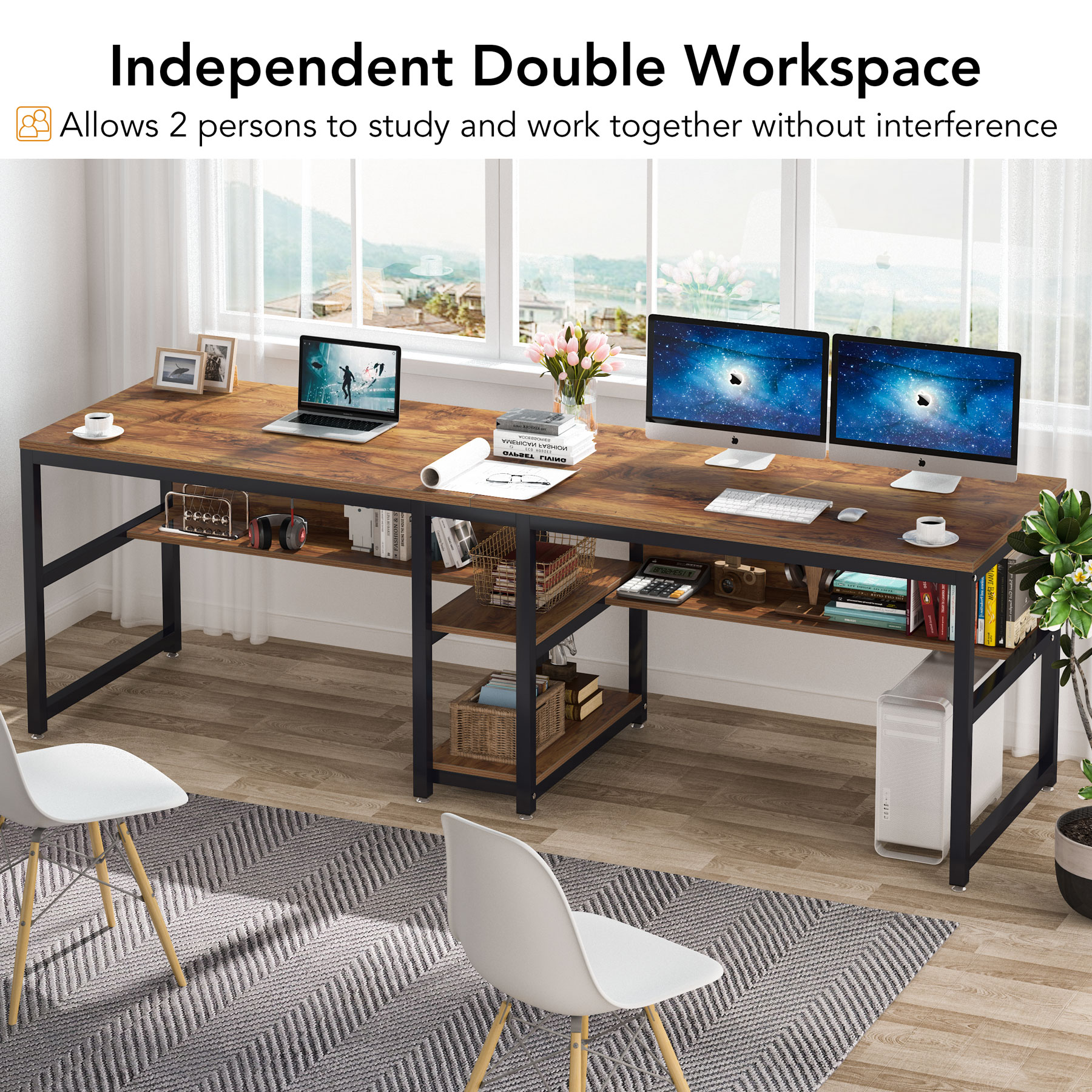 Tribesigns Two Person Desk wit - Home Office With Two Desks のレビューと価格