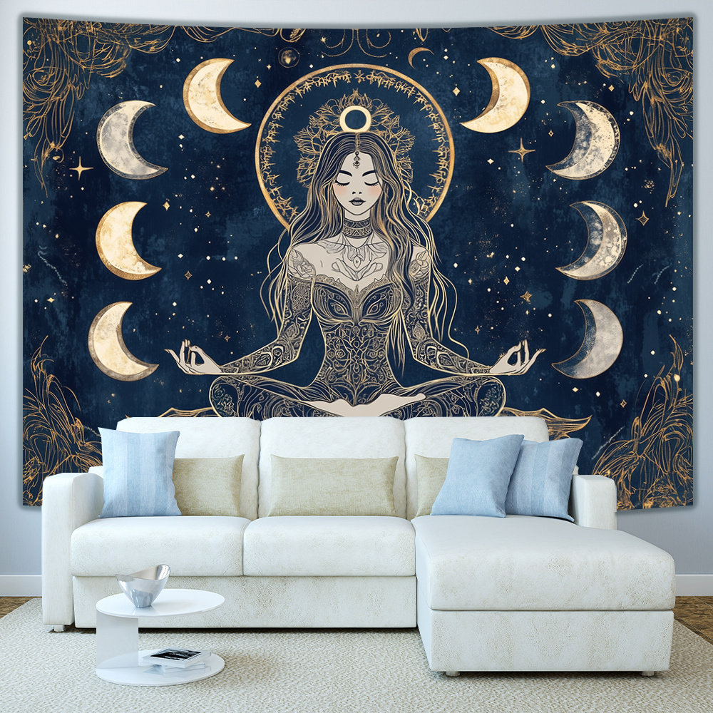 Goddess Moon Phase Wall Tapest - Home Office Yoga Room のレビューと価格