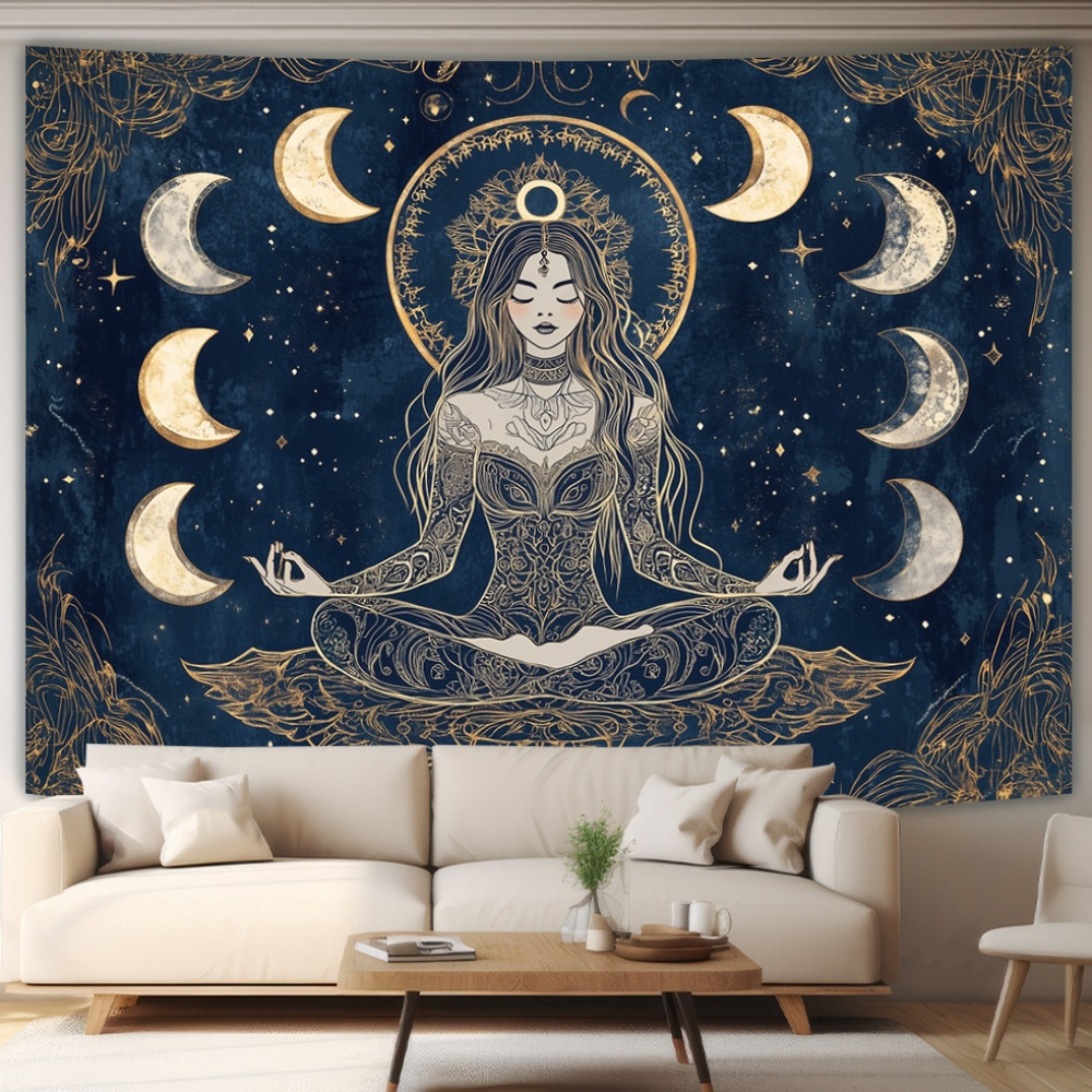 Goddess Moon Phase Wall Tapest - Home Office Yoga Room のレビューと価格
