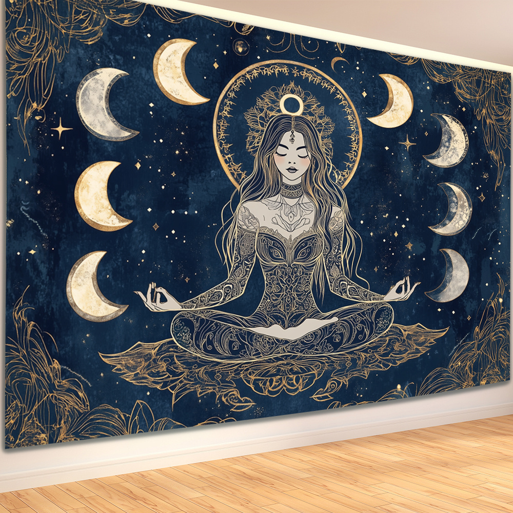 Goddess Moon Phase Wall Tapest - Home Office Yoga Room のレビューと価格