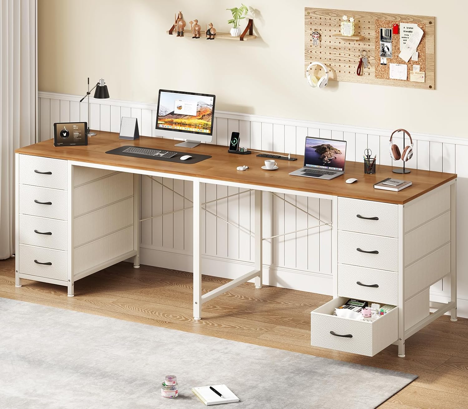 2 Person Desk with 8 Drawers,  - Home Office With Two Desks のレビューと価格