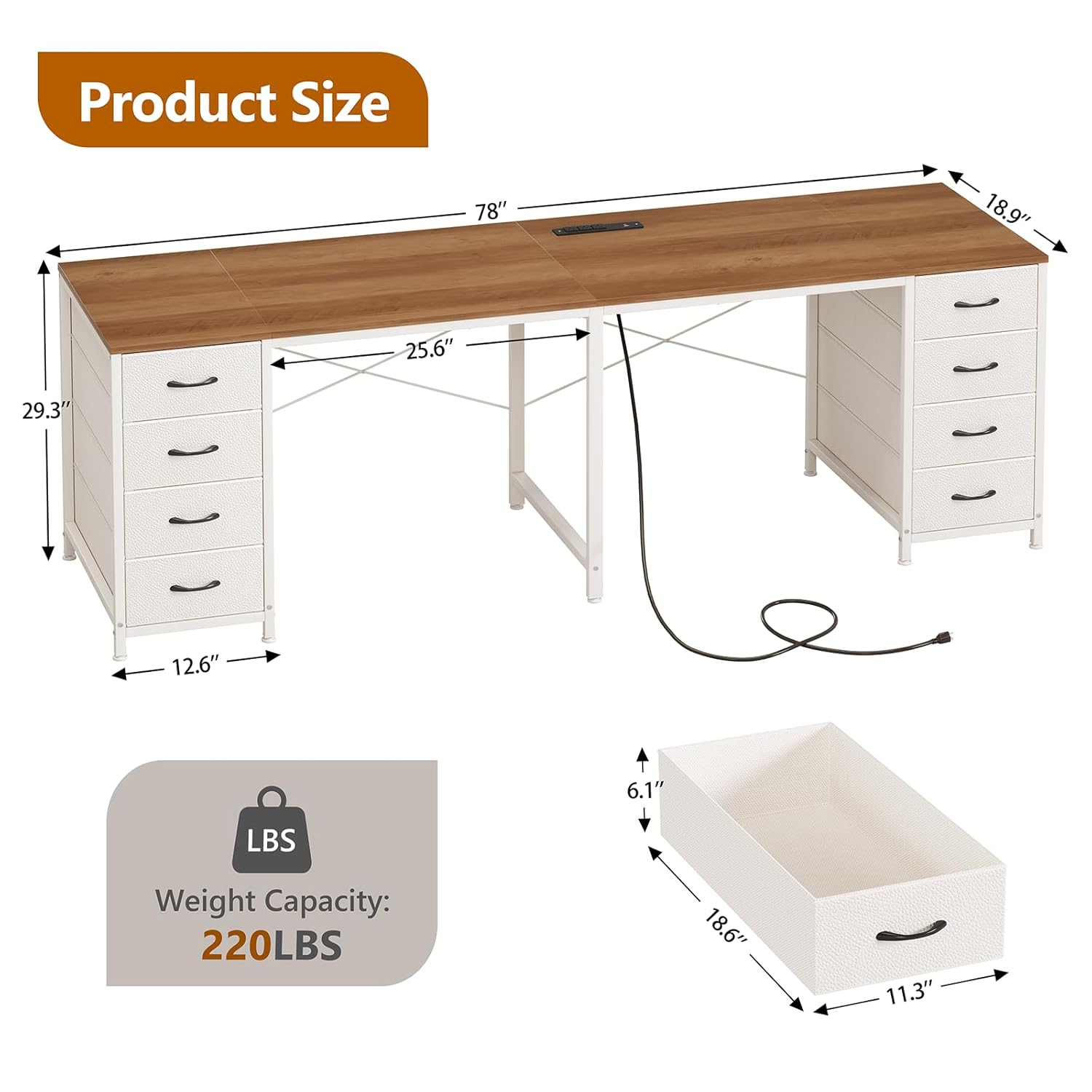 2 Person Desk with 8 Drawers,  - Home Office With Two Desks のレビューと価格