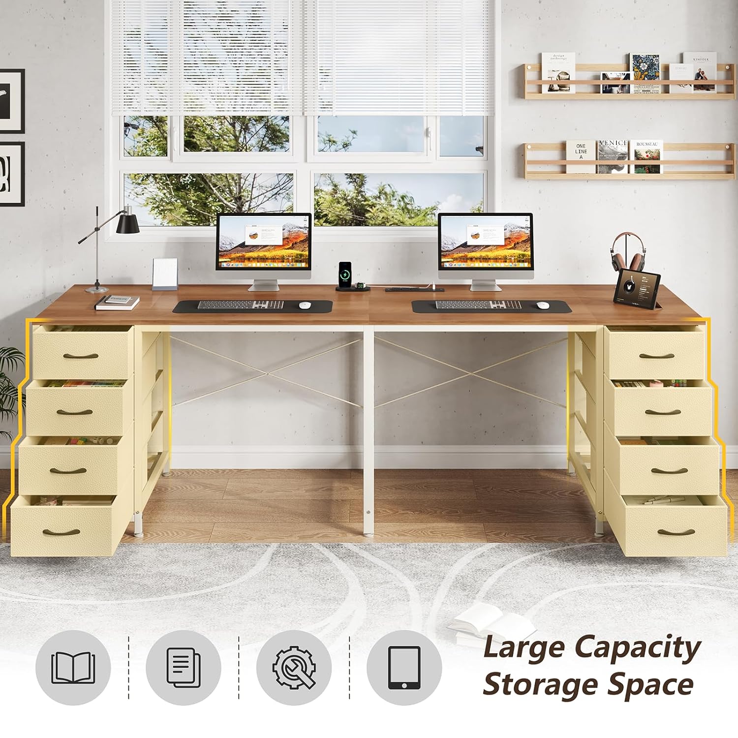 2 Person Desk with 8 Drawers,  - Home Office With Two Desks のレビューと価格