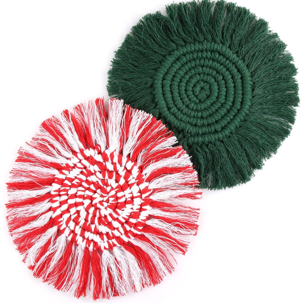 Round Vintage Macrame Coasters - Home Office Desk Ideas のレビューと価格